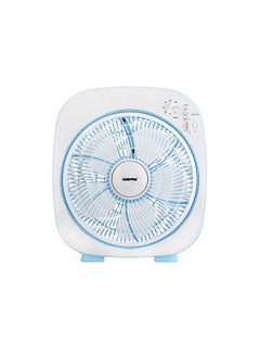 Buy 12 Inch High Performance Box Fan With 3-speed Controls and 5 Leaf Blades, Adjustable Pitch Angle and Timer for Efficient Cooling GF926 Blue/White in Saudi Arabia