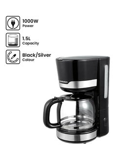 Buy Automatic American Coffee Maker 1.5 Liter 1000 Watt TCMA-1015-B 1.5 L 1000.0 W TCMA-1015-B Black/Silver in Egypt