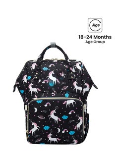 Buy Unicorn Printed Waterproof Multifunctional Large Capacity Diaper Bag, 18-24 Months, Black in UAE