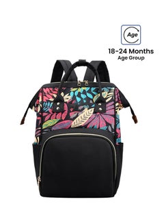 Buy Multifunctional Large Capacity Leaf Printed Mommy Diaper Bag, 18-24 Months - Black in Egypt