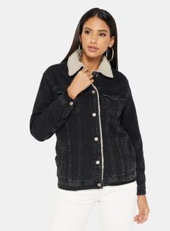 trendyol Faux Fur Lined Denim Jacket 
