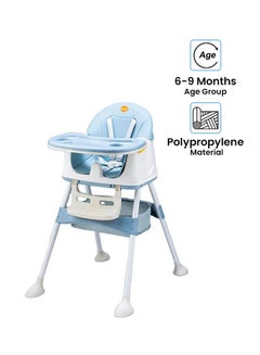 Buy Multi-Functional Baby High Chair With Durable Dining Tray And Adjustable Foot Pedal- Blue/White in Saudi Arabia