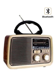 Buy Bluetooth Portable Radio 32216B Brown/Gold/Black in UAE