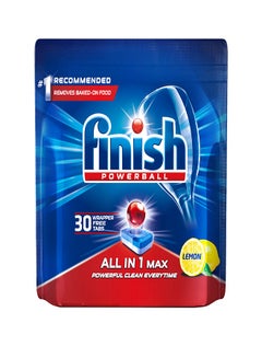 اشتري Lemon Sparkle Powerball Dishwasher Detergent All in One Max Tablets for Powerful Clean Everytime, 30 Tabs Red 16.5grams في مصر