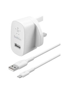 Buy USB-A Wall Charger 12W With Lightning Cable 1m White in UAE