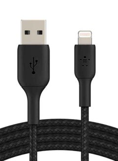 Buy Braided Lightning Cable (Boost Charge Lightning to USB Cable for iPhone, iPad, AirPods) MFi-Certified iPhone Charging Cable, Braided Lightning Cable 1m Black in Saudi Arabia