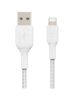 Buy Braided Lightning Cable (Boost Charge Lightning to USB Cable for iPhone, iPad, AirPods) MFi-Certified iPhone Charging Cable, Braided Lightning Cable 1m White in UAE