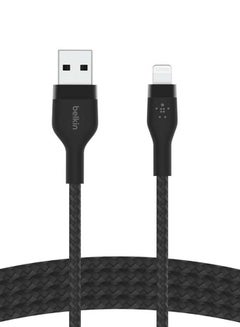 Buy Braided Silicone Boost Charge Pro Flex USB-A to Lightning Cable 1m Black in UAE