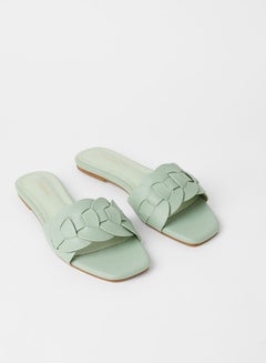 Buy Tyrol Weave Detail Flat Sandals Green in Saudi Arabia