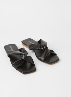 Buy Kristin Ruffles Detail Flat Sandals Black in Saudi Arabia