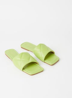 Buy Turin Quilting Effect Flat Sandals Green in Saudi Arabia