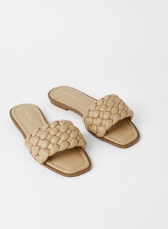 Buy Marsil Weave Detail Flat Sandals Beige in Saudi Arabia