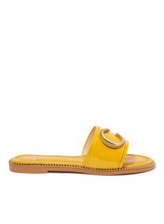 Buy Embellished Detail Flat Sandals Yellow in Saudi Arabia