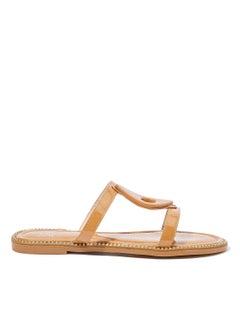 Buy Double Strap Flat Sandals Camel in UAE