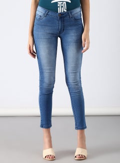 Buy Casual Skinny Fit Jeans Medium Blue in Saudi Arabia