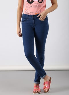 Buy Casual Slim Fit Jeans Denim Blue in Saudi Arabia