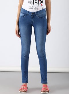 Buy Casual Skinny Fit Jeans Denim Blue in UAE