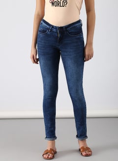 Buy Casual Skinny Fit Jeans Dark Blue in Saudi Arabia