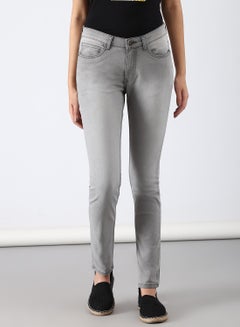 Buy Casual Skinny Fit Jeans Grey in Saudi Arabia