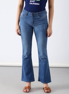 Buy Casual Straight Fit Jeans Mid Blue in Saudi Arabia