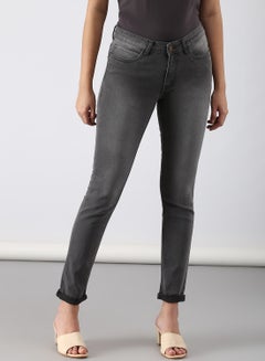 Buy Casual Slim Fit Jeans Grey in Saudi Arabia