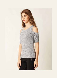 Buy Stylish Round Neck Blouse Grey in UAE