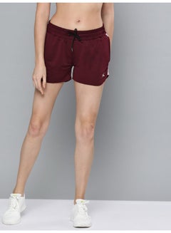 Buy Solid Regular Fit Sports Shorts Maroon in UAE