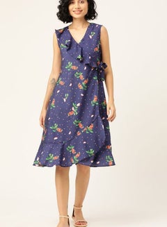 Buy Printed Stylish Casual Dress Floating dragon fruit (Blue) in Saudi Arabia