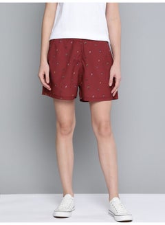 Buy Printed Mid-Rise Casual Shorts Rio Red in UAE