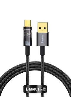 Buy 100W USB To Type-C Explorer Series Auto Power-Off Fast Charging Data Cable for Huawei, Honor, Xiaomi and all Type C Devices 6A,1m, Black in Saudi Arabia