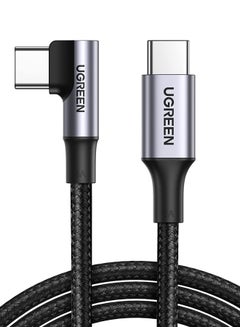 Buy Fast Charging Cable 1M for USB C to USB C Right Angle , 100W 5A PD Type C Quick Charge Cord Power Data Lead Compatible with MacBook Pro 2021 Air iPad Pro/Samsung/Huawei black in Egypt