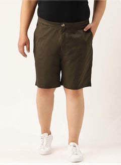 Buy Men's Mid Rise Casual Shorts Olive in UAE