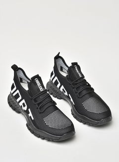 Buy Men's Lace-Up Low Top Sneakers Black/White in UAE