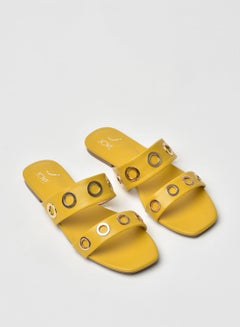 Buy Stylish Elegant Flat Sandals Mustard in UAE