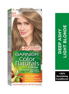 Buy Color Naturals Permanent Hair Color Cream 8.11 Deep Ashy Light Blonde Hair Color 112ml in UAE