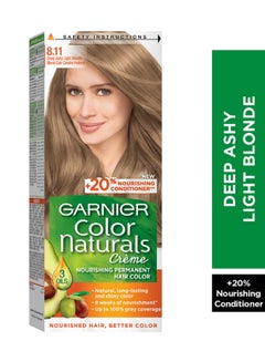 Buy Color Naturals Permanent Hair Color Cream 8.11 Deep Ashy Light Blonde Hair Color 112ml in Egypt