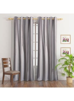 Buy 2-Piece Blackout Curtain Set Grey 300 x 140cm in UAE