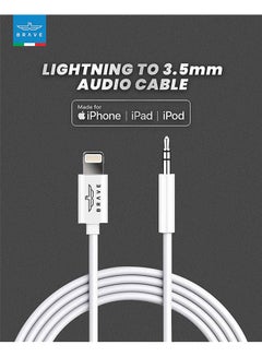 Buy Lightning to 3.5mm AUX Cable MFi Certified White in UAE