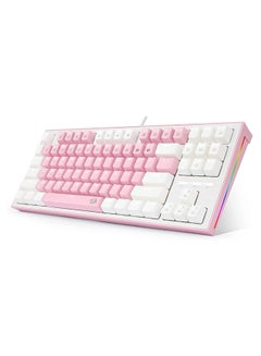 Buy Redragon K611 Dual Color Keys Mechanical Gaming Keyboard Single White LED + RGB Side Edge Backlit 87 Key Tenkeyless Wired Computer Keyboard with Blue Switches for Windows PC (Pink + White) in Egypt