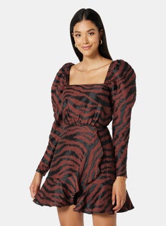 Buy Printed MinI Dress Brown in UAE