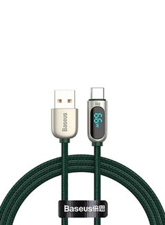 Buy USB To Type-C 66W Digital Display Fast Charger Data Cable Support Huawei and Xiaomi 6A Fast Charging and other USB-C Devices (1m) - Green in Saudi Arabia