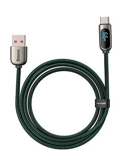 Buy USB to Type C 66W Digital Display Fast Charging Data Cable 6A 2m Green in Saudi Arabia