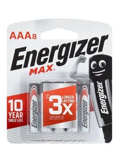 Buy Pack Of 8 Max Power Seal Alkaline Batteries Silver/Black in UAE