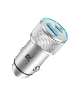 Buy [Apple MFi Certified] PD20/QC3.0 Apple iPhone Fast Car Charger, 38W Dual Port USB C Power Delivery All Metal Car Adapter Car Quick Charging For Apple iPhone/iPad/AirPods, Samsung Galaxy Note 20/10/ S21/S20, Huawei/Xiaomi/Google Pixel Silver in Saudi Arabia