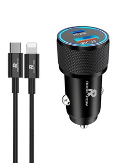 Buy Apple MFi Certified 38W Dual Port USB-C Power Delivery All Metal PD20/QC3.0 Fast Car Charger Adapter With Lightning Cable For Apple iPhone/iPad/AirPods,Samsung Galaxy Note 20/10 S21/20/10,Huawei/Xiaomi/Google Pixel Black in UAE