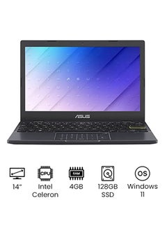 Buy Laptop E410MA-BV2205WS Dual Core Intel Celeron N4020 Processor 1.1GHz, 4GB DDR4, Intel UHD Graphics 600, 128GB SSD, 14-inch, Windows 11 English/Arabic Peacock Blue in UAE