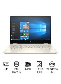 Buy Pavilion x360 Convertible 2-In-1 Laptop With 14-Inch Display, Core i5 Processor/12GB RAM/512GB SSD/Intel UHD Graphics 620/International Version Gold in UAE