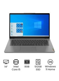 Buy Ideapad 3 14itl6-82h700qrax Laptop With 14-Inch Display, Core i5-1135G7/8GB RAM/512GB SSD/Intel Iris Xe Graphics /International Version/ English/Arabic Grey in UAE