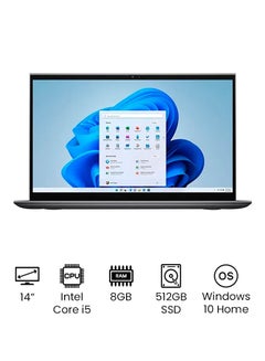اشتري Inspiron 5410 Convertible 2-In-1 Laptop With 14-Inch Full-HD Touch Screen Display, Core i5 Processer/8GB RAM/512GB SSD/Intel Xe Graphics English Silver في السعودية