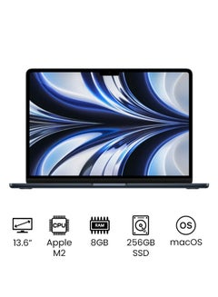 اشتري شاشة MacBook Air MLY33 مقاس 13 بوصة: شريحة Apple M2 مع وحدة المعالجة المركزية 8 النواة ووحدة معالجة الرسومات 8 النواة، و256 جيجابايت - لوحة مفاتيح باللغة الإنجليزية والعربية منتصف الليل سماء الليل في مصر